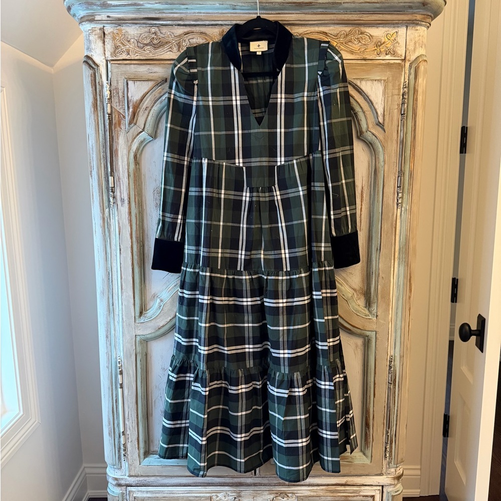 Tuckernuck Black and Green Plaid Dress